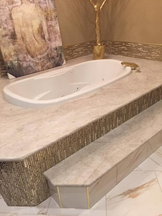 Custom tub surround by Kyle the Tile Guy